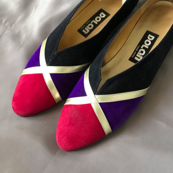 Dolan Black Purple Red Suede Shoes - Picture 7 of 8